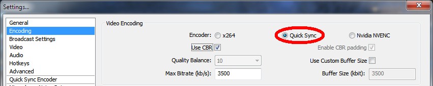 obs quicksync settings